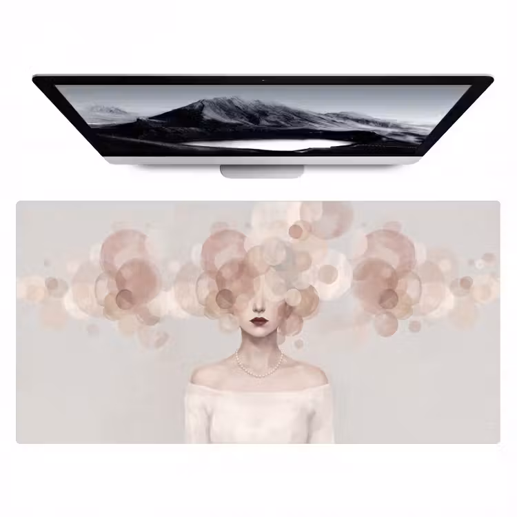 Vrouw - Cirkels - Beige Muismat XXL klein -zzz3d