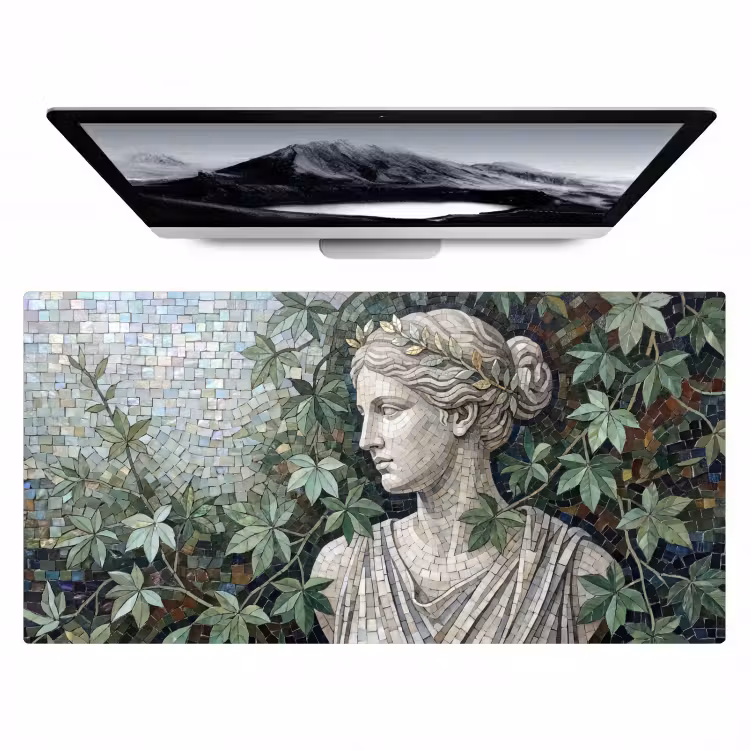 Vrouw - Klassiek - Mozaiëk - Natuur - Groen Muismat XXL klein -zzz3d