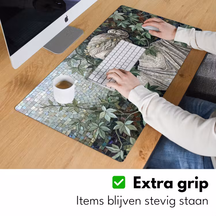 Vrouw - Klassiek - Mozaiëk - Natuur - Groen Muismat XXL klein -sfeer3