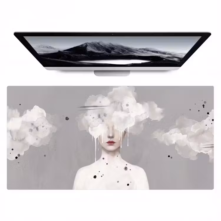 Vrouw - Wolk - Grijs Muismat XXL klein -zzz3d