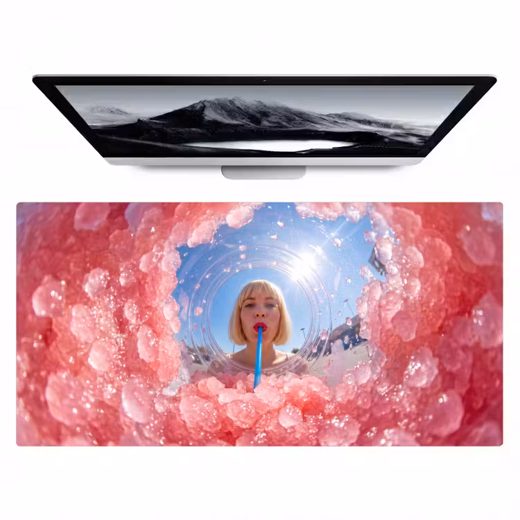 Vrouw - Drank - Zomer - Roze - Blauw Muismat XXL klein -zzz3d