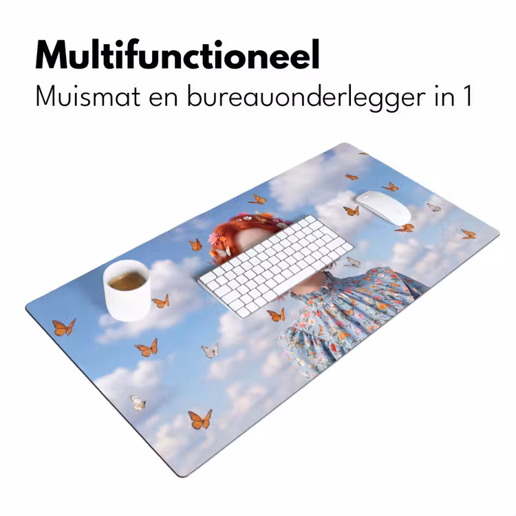 Vrouw - Bloemen - Zomer - Portret - Kleurrijk Muismat XXL klein -sfeer4