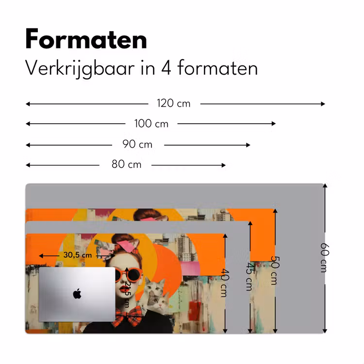 Vrouw - Bril - Strik - Retro Muismat XXL klein -sfeer5
