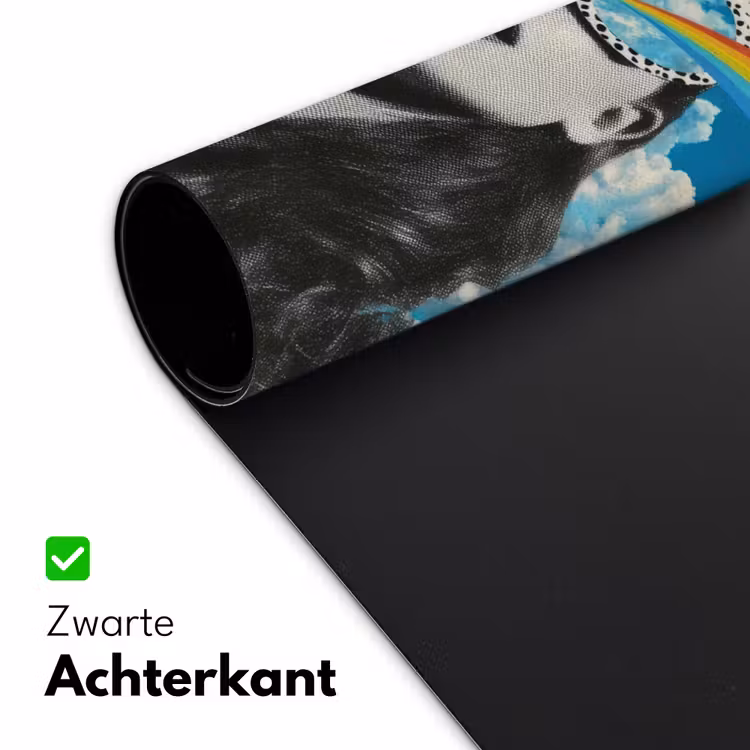 Vrouw - Bril - Regenboog - Wolken Muismat XXL klein -sfeer2