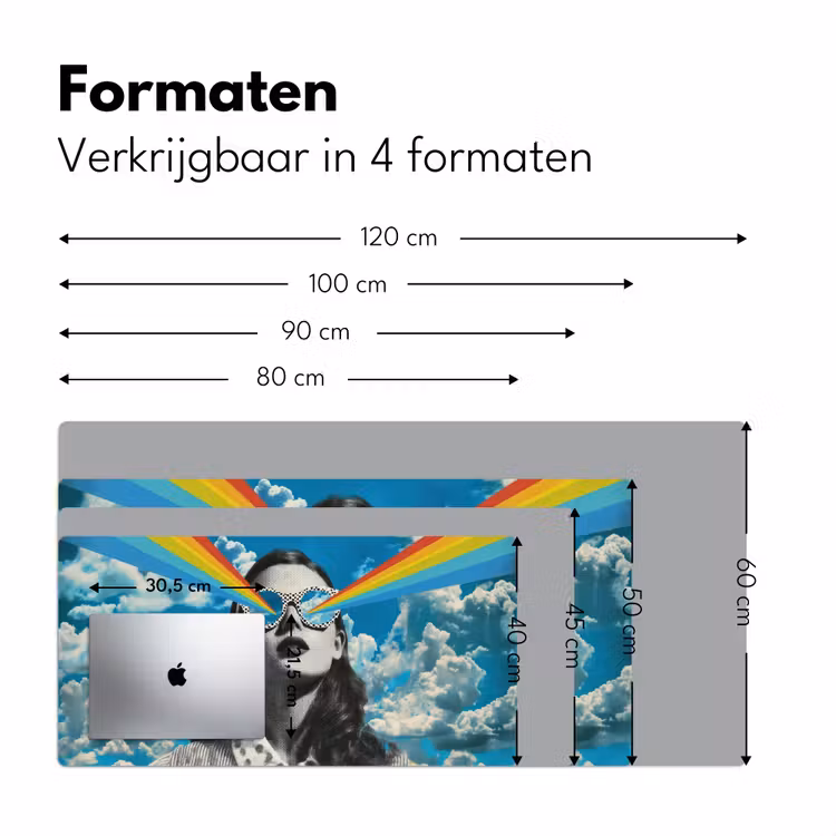 Vrouw - Bril - Regenboog - Wolken Muismat XXL klein -sfeer5