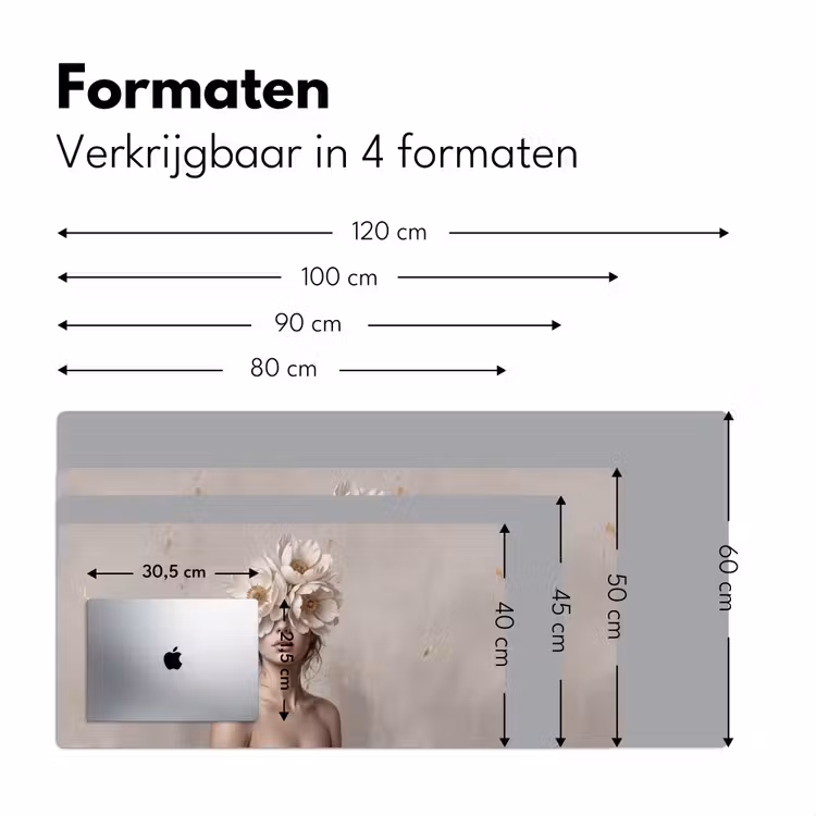 Vrouw - Pioenroos - Wit Muismat XXL klein -sfeer5