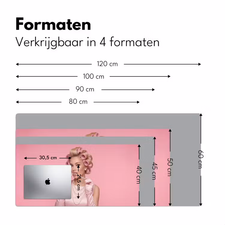 Vrouw - Roze - Parelketting - Krulspelden Muismat XXL klein -sfeer5