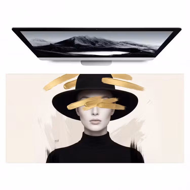 Vrouw - Portret - Modern - Goud - Kunst Muismat XXL klein -zzz3d