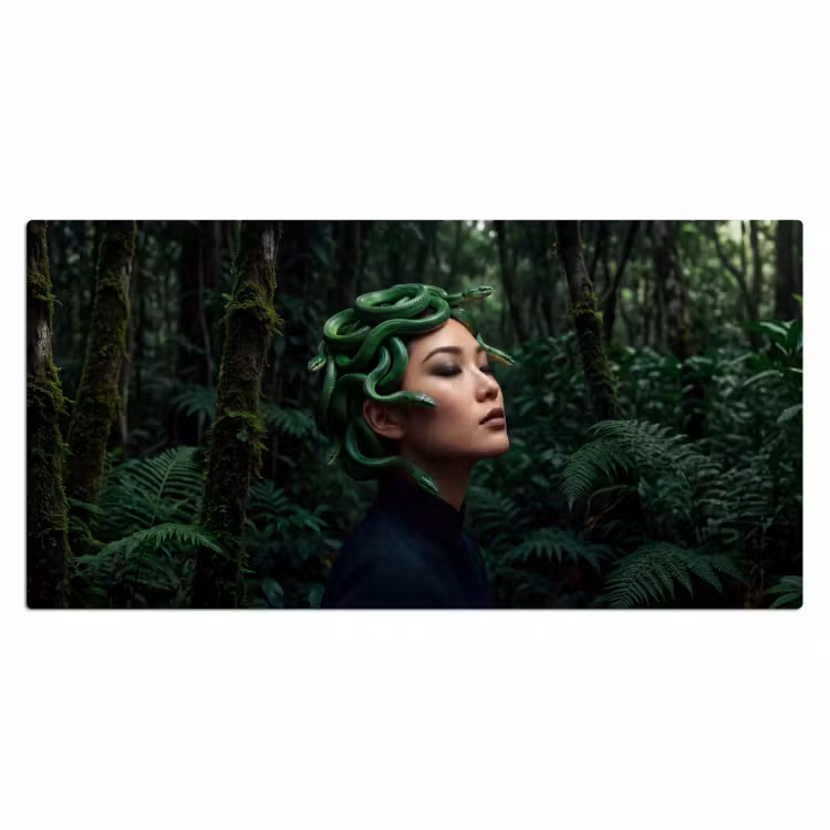 Vrouw - Slang - Natuur - Mystiek - Groen Muismat XXL klein -3d_leeg