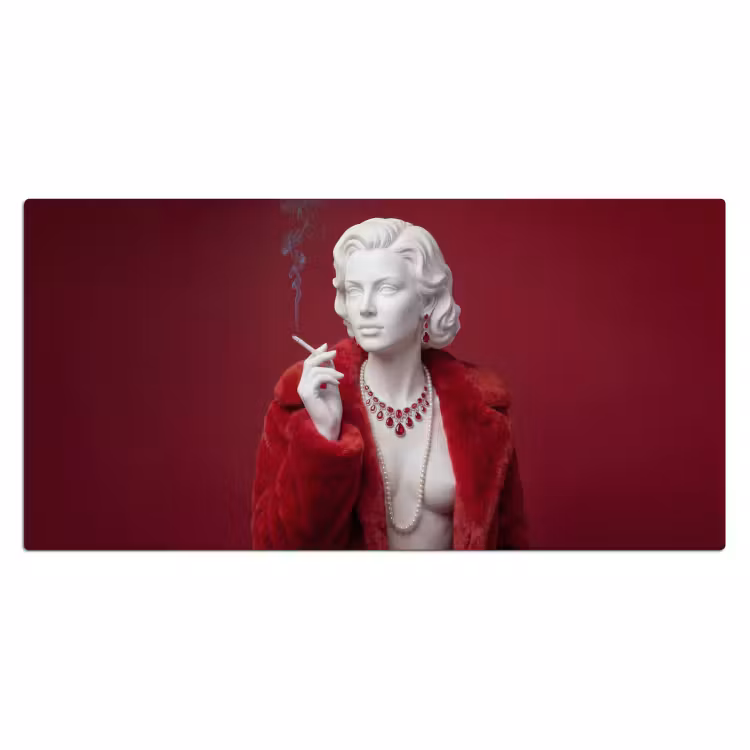 Vrouw - Bontjas - Mode - Klassiek - Rood Muismat XXL klein -3d_leeg