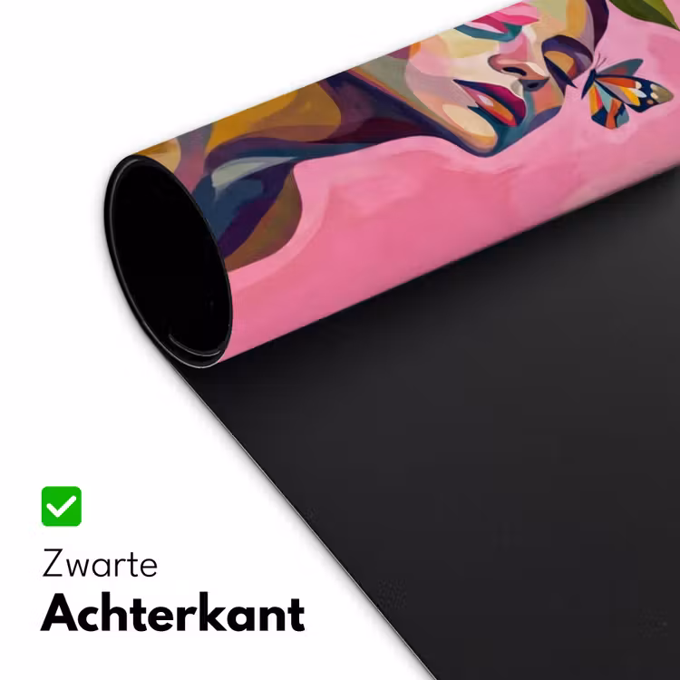 Vrouwengezicht - Vlinders - Kleurrijk Muismat XXL klein -sfeer2