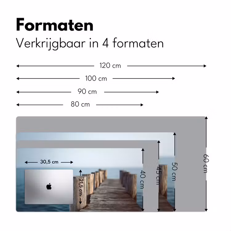 Houten steiger - Helderblauwe lucht Muismat XXL klein -sfeer5