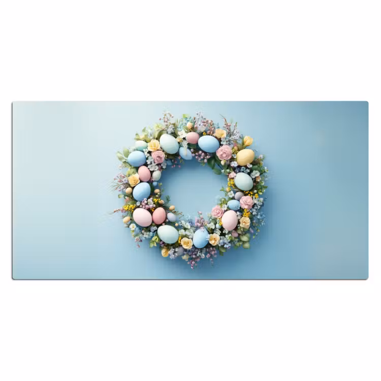 Krans - Eieren - Bloemen Muismat XXL klein -3d_leeg