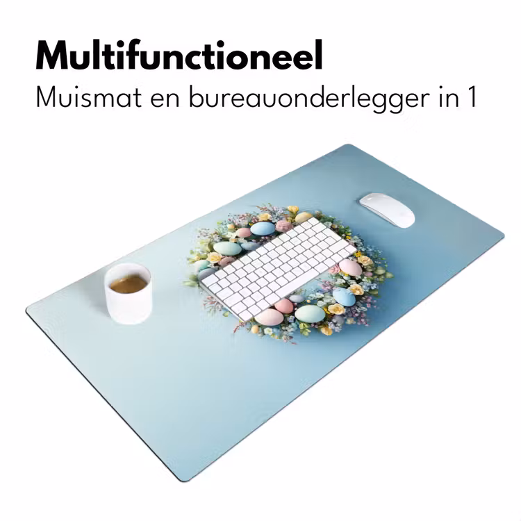 Krans - Eieren - Bloemen Muismat XXL klein -sfeer4