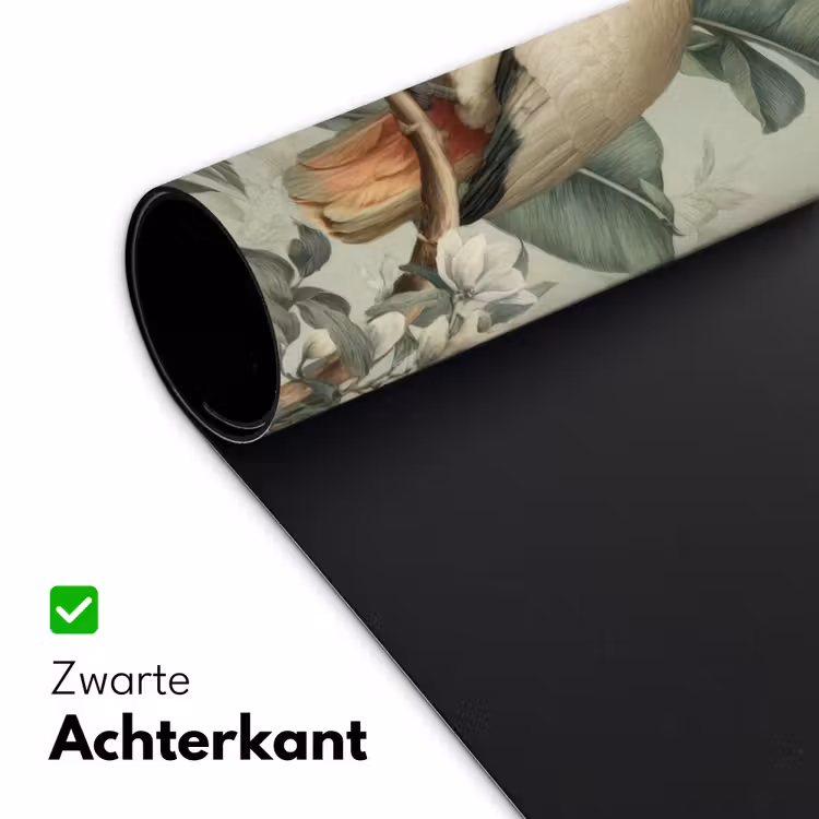 Gele kuifkaketoe - paradijsvogelbloemen - Groen Muismat XXL klein -sfeer2