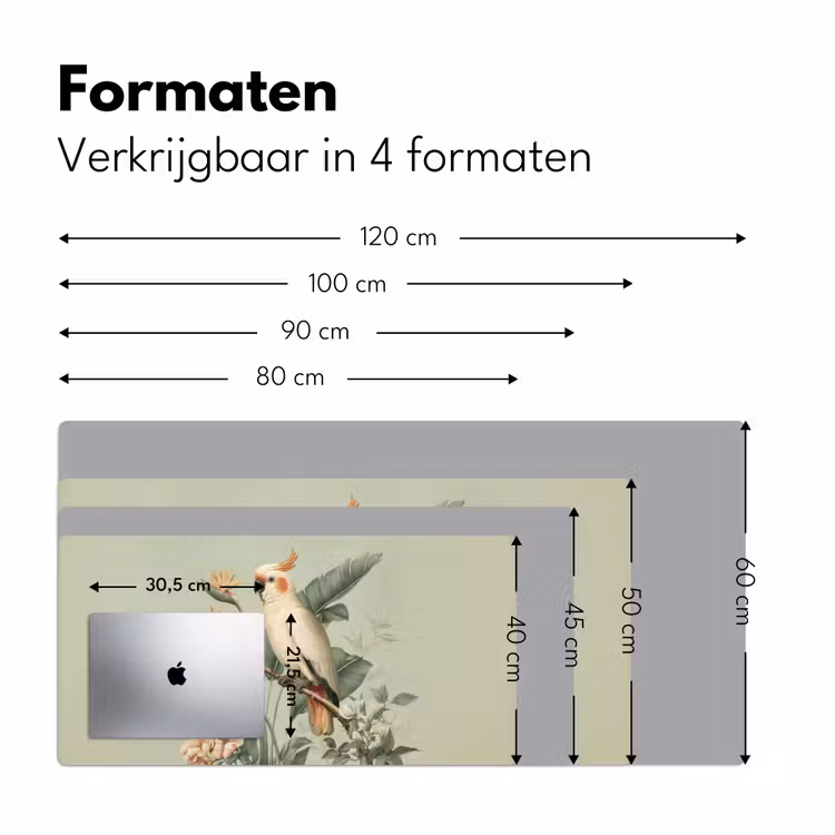 Gele kuifkaketoe - paradijsvogelbloemen - Groen Muismat XXL klein -sfeer5