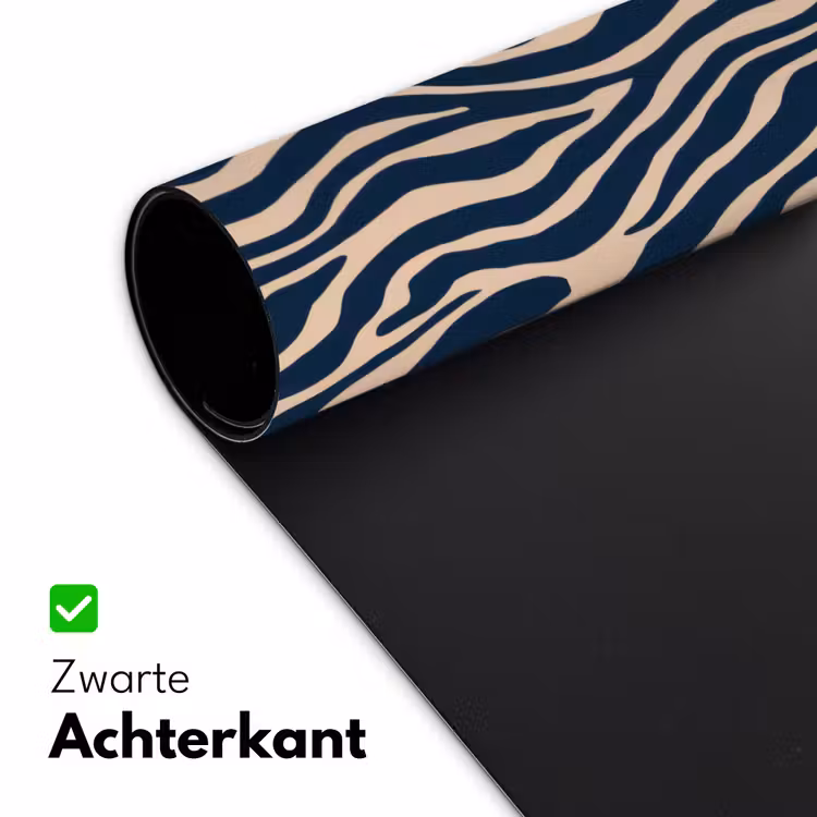 Zebra - Patroon - Blauw - Beige Muismat XXL klein 681 -sfeer2