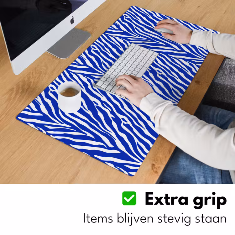 Zebra - Patroon - Kobalt - Blauw Muismat XXL klein 681 -sfeer3