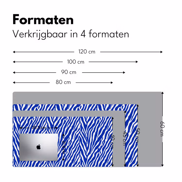 Zebra - Patroon - Kobalt - Blauw Muismat XXL klein 681 -sfeer5