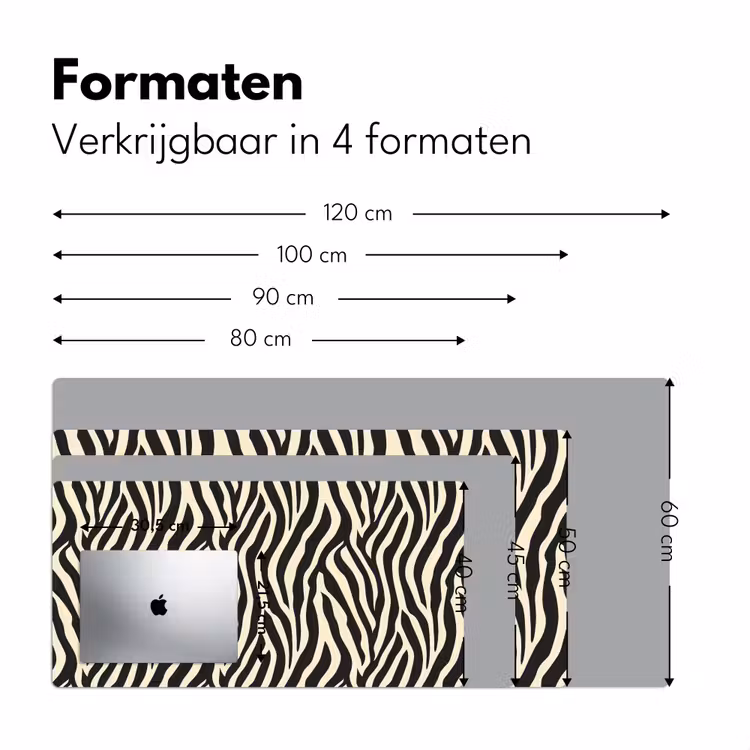 Zebra - Print - Klassiek - Zwart Muismat XXL klein 681 -sfeer5