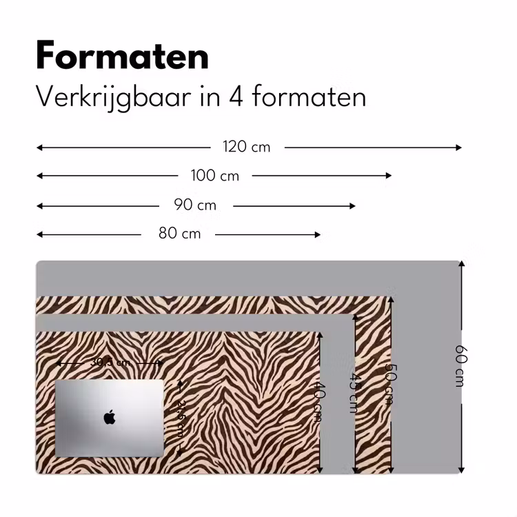 Zebra - Strepen - Bruin Muismat XXL klein -sfeer5