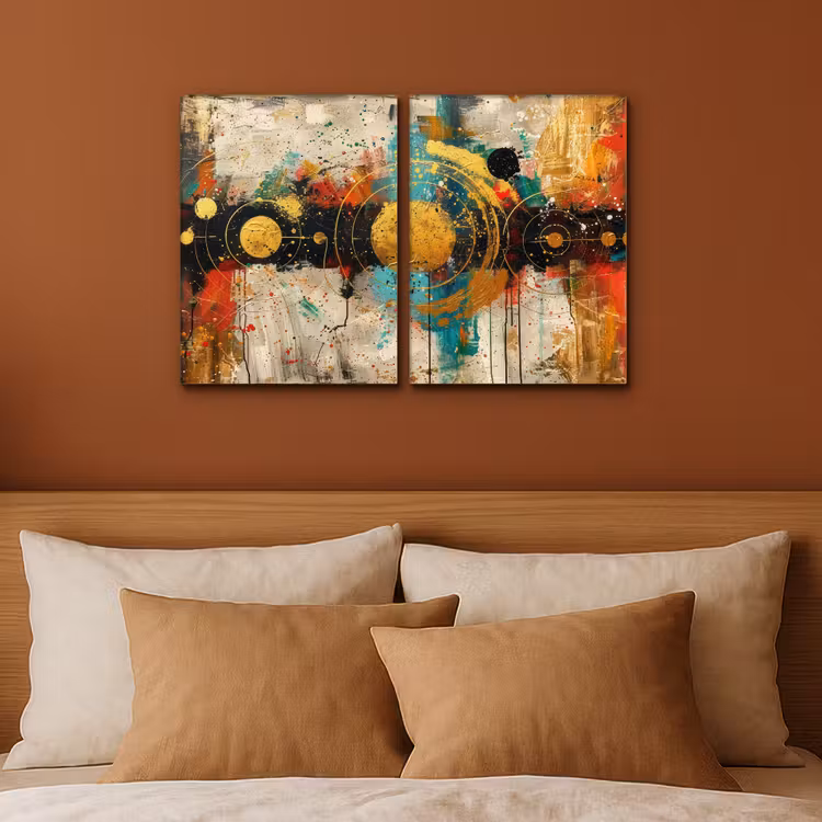 Abstract - Goud - Vormen Canvas - Meerluiken 2 luik klein -sfeer2