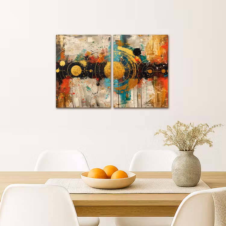 Abstract - Goud - Vormen Canvas - Meerluiken 2 luik klein -sfeer4