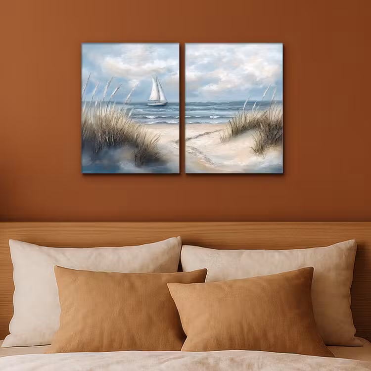 Strand - Verf - Natuur - Boot Canvas - Meerluiken 2 luik klein -sfeer2
