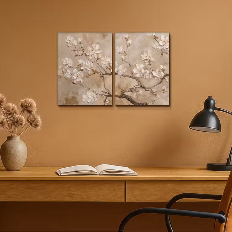 Beige - Bloesem - Modern Canvas - Meerluiken 2 luik klein -sfeer5