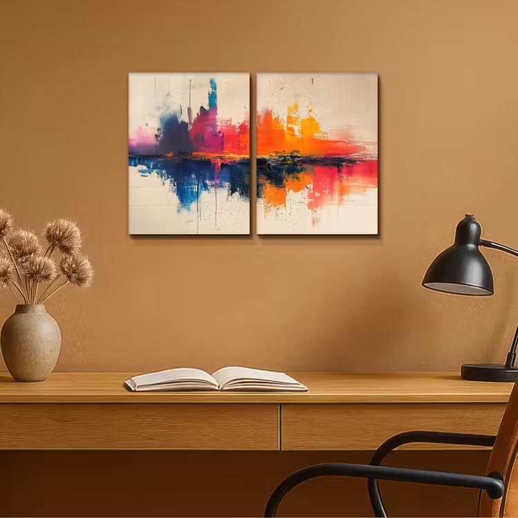 Kleurrijk - Abstract - Verflook - Modern Canvas - Meerluiken 2 luik klein -sfeer5