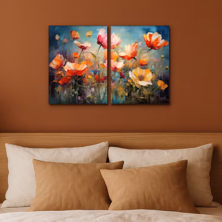Bloemen - Kleurrijk - Abstract Canvas - Meerluiken 2 luik klein -sfeer2
