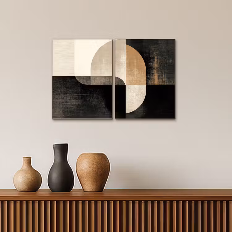 Vormen - Abstract - Goud Canvas - Meerluiken 2 luik klein -sfeer3