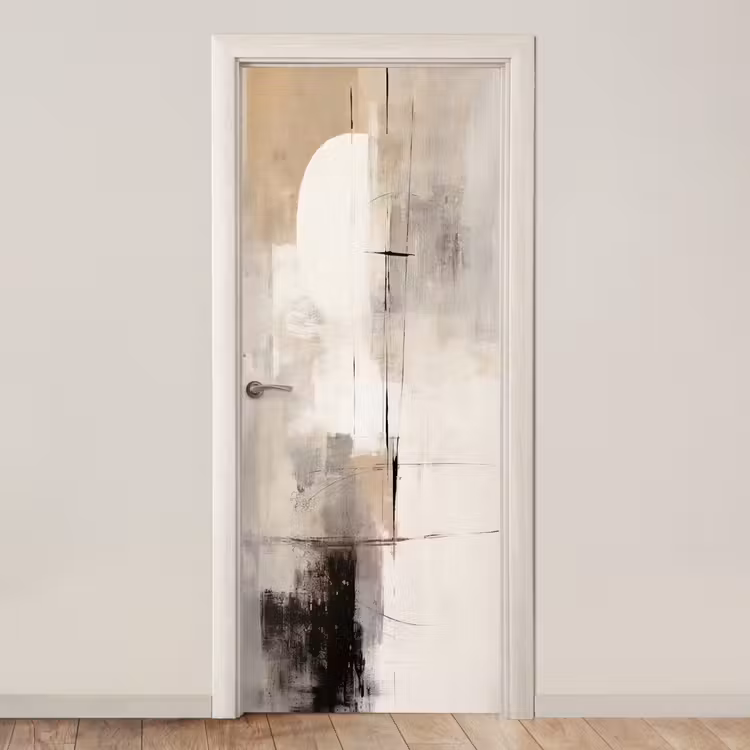 Abstract - Kunst - Grijs deurposter klein -3d_beige