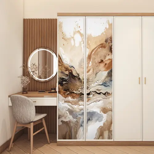Abstract - Kunst - Verf - Beige - Modern deurposter klein -sfeer3