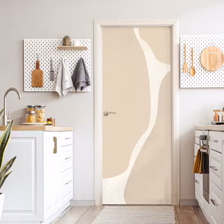 Abstract - Beige - Moderne kunst deurposter klein -sfeer5