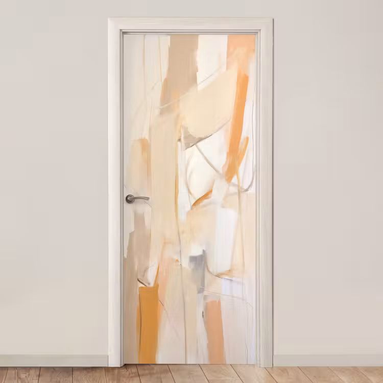 Abstract - Beige - Oranje - Kunst - Modern deurposter klein -3d_beige