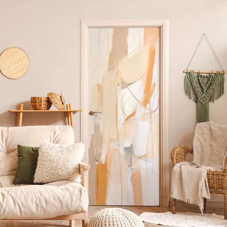 Abstract - Beige - Oranje - Kunst - Modern deurposter klein -sfeer2