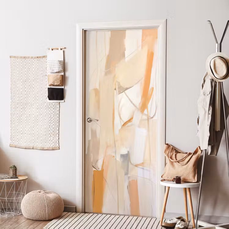 Abstract - Beige - Oranje - Kunst - Modern deurposter klein -sfeer6