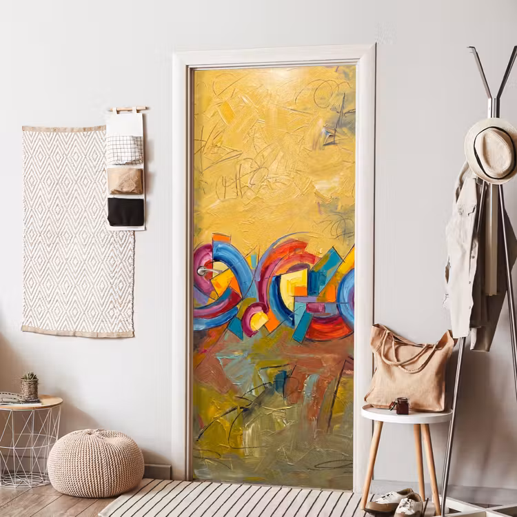 Abstract - Cirkels - Schilderij - Kleurrijk - Dynamisch deurposter klein -sfeer6