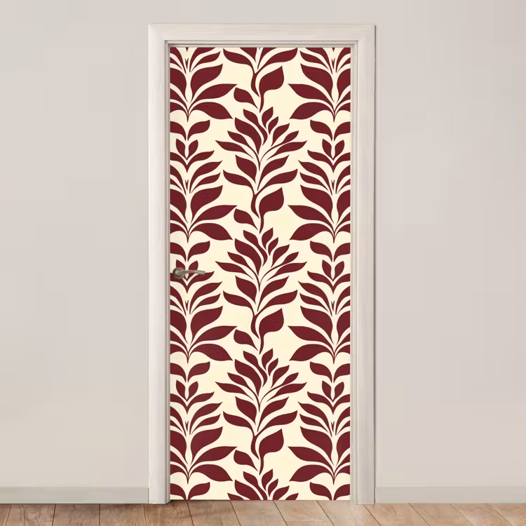 Abstract - Bladeren - Burgundy deurposter klein 289 -3d_beige