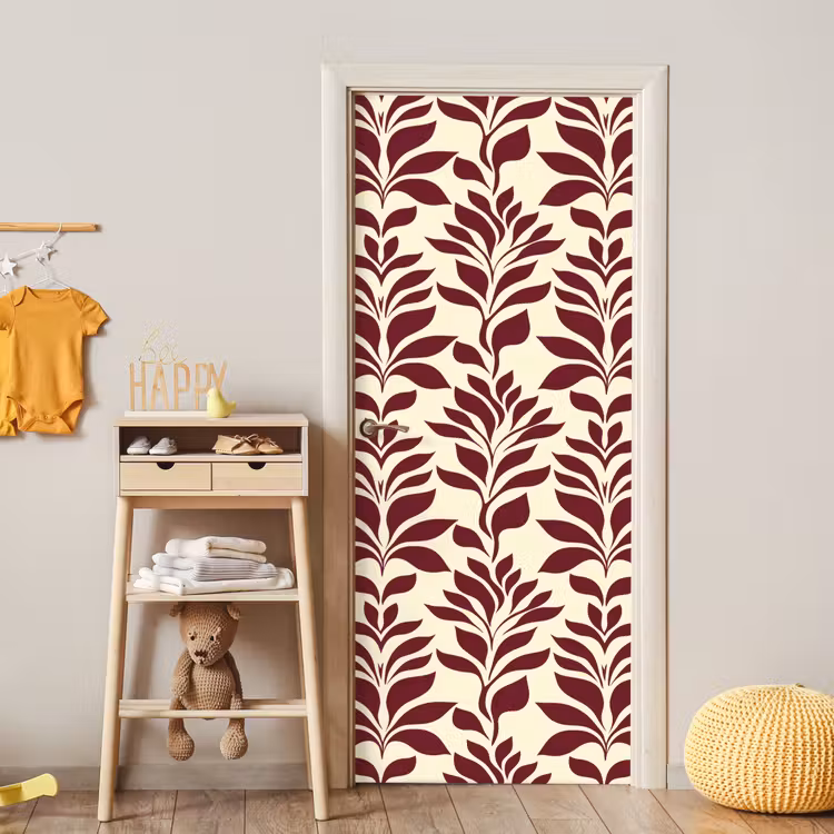 Abstract - Bladeren - Burgundy deurposter klein 289 -sfeer4