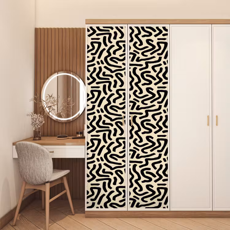Abstract - Lijnen - Zwart deurposter klein 289 -sfeer3