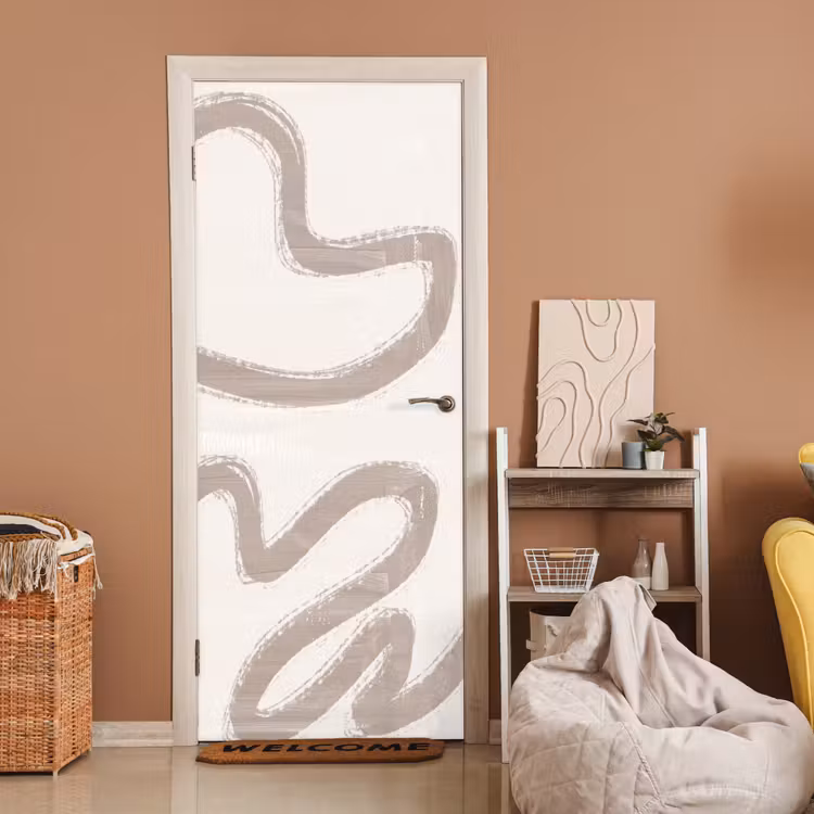 Abstract - Moderne kunst - Beige deurposter klein -sfeer1