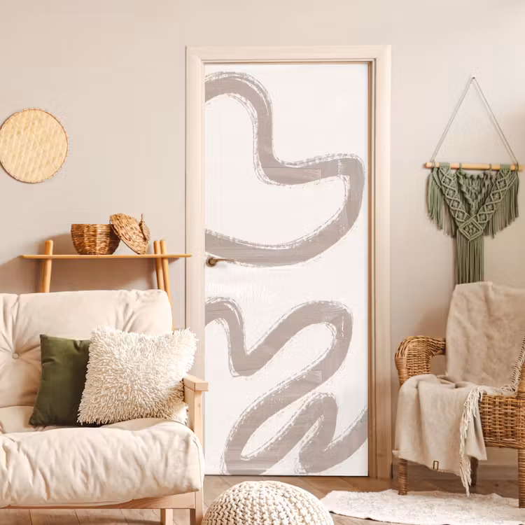 Abstract - Moderne kunst - Beige deurposter klein -sfeer2