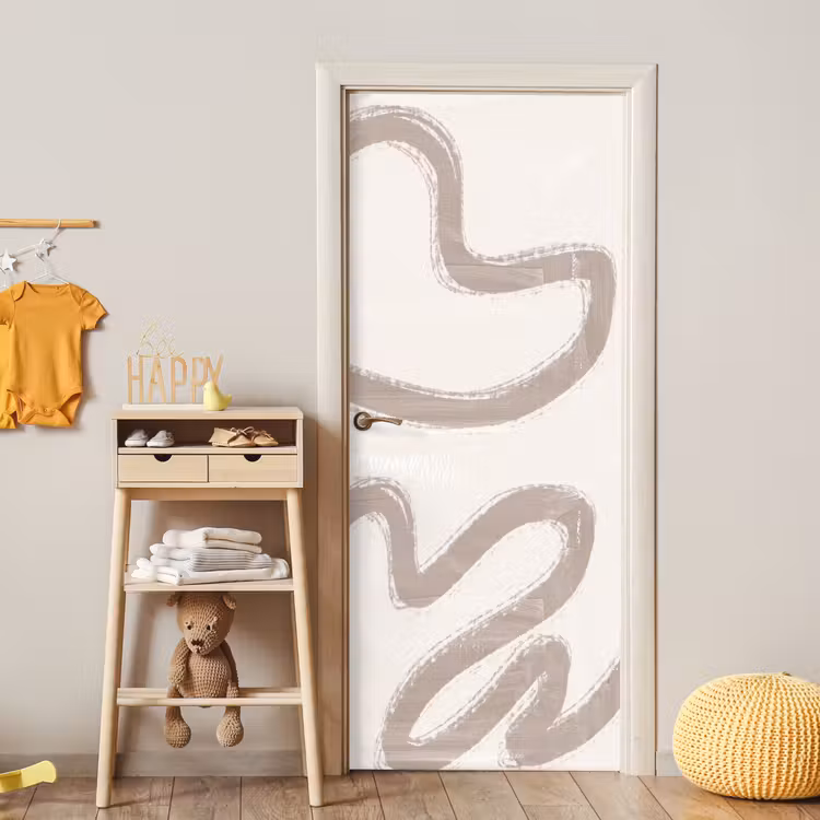 Abstract - Moderne kunst - Beige deurposter klein -sfeer4