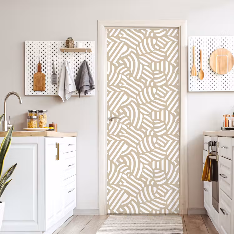 Abstract - Modern - Beige deurposter klein 289 -sfeer5