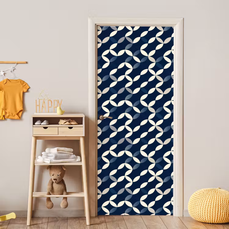 Abstract - Patroon - Blauw deurposter klein 289 -sfeer4