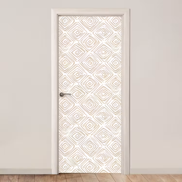 Abstract - Ruit - Beige deurposter klein 289 -3d_beige