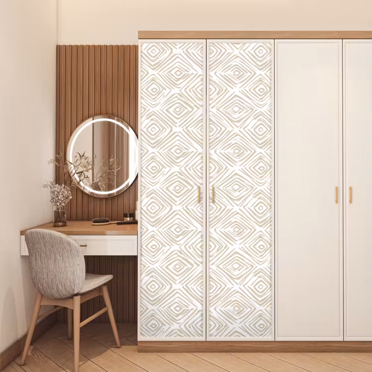 Abstract - Ruit - Beige deurposter klein 289 -sfeer3