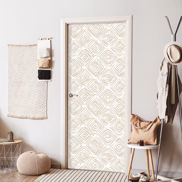 Abstract - Ruit - Beige deurposter klein 289 -sfeer6